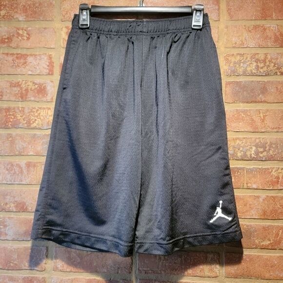 JORDAN Solid Black Gym Track Shorts size large - Picture 1 of 3